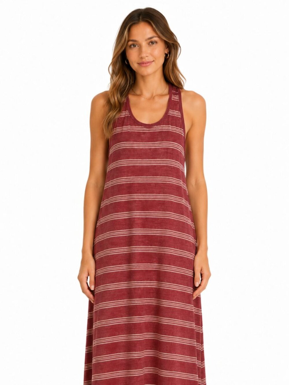 Joie Brellen Twist-back Tank Striped Maxi Dress Small 100% Linen Tropic Red